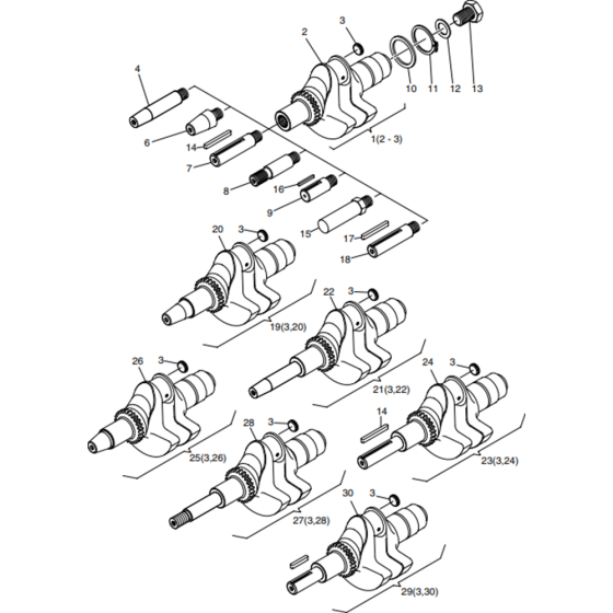 Crankshaft Assembly for Hatz 1B20 Diesel Engine