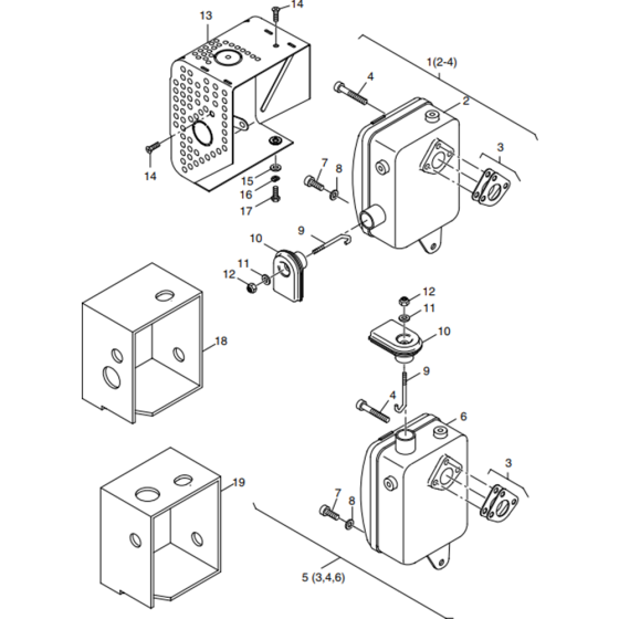 Exhaust Silencer Assembly for Hatz 1B40 Engines