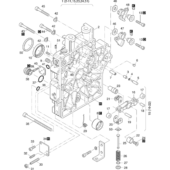 Timing Cover Assembly for Hatz 1B50 (50.16) M Basic Engine