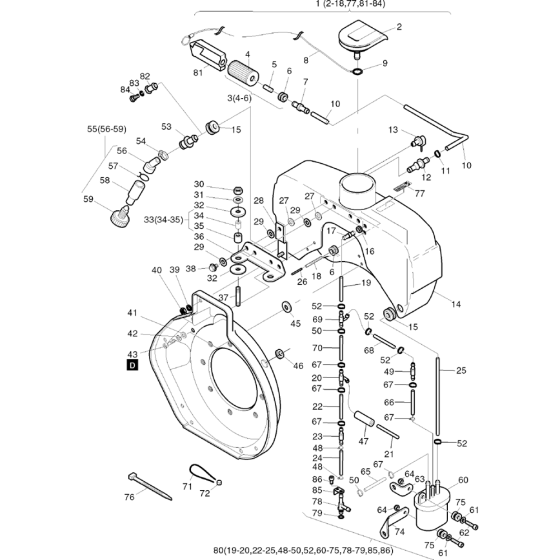 Fuel-h Assembly for Hatz 1B50 (50.16) (50.11) Z Equipments Engine