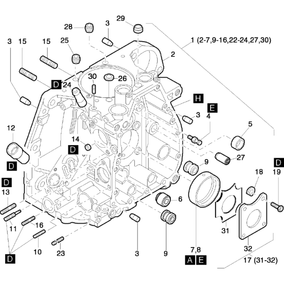 Crankcase Assembly for Hatz 1D41 (41.22, 41.19) M Basic Engine