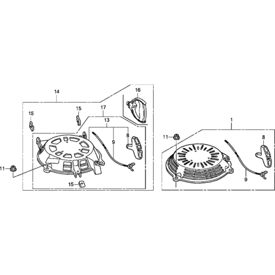 Recoil Starter Assembly for Honda GCV160A Engines