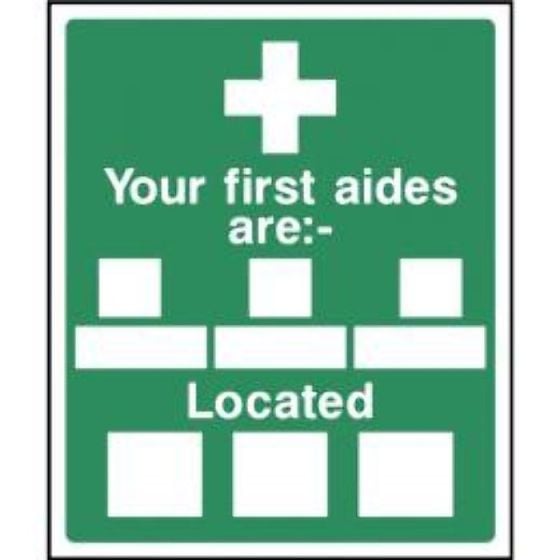 "Your First Aides Are" Sign - 400mm x 300mm, Self-Adhesive Sign