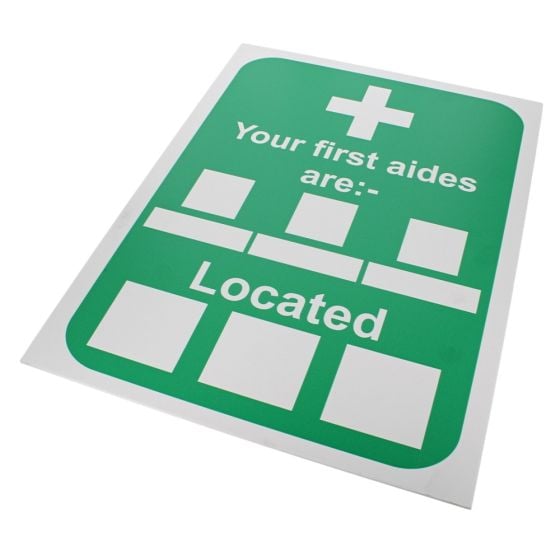 "Your First Aiders Are" Sign - 300mm x 200mm (Semi-Rigid Sign)