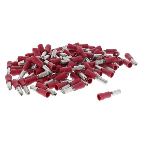 Red 4mm Male Bullet Terminal, 100 Pack