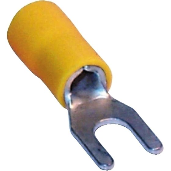 Fork Terminal, Colour: Yellow, Size: 4mm, Pack of 50