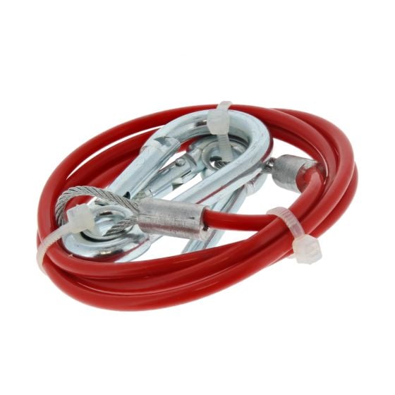 Brakeway Cable 1M x 2mm (2x Carabiner) fits Breaked Trailers & Caravans - Red