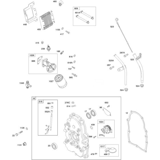 Crankcase Cover Assembly for Briggs and Stratton Model No.385447-3020-G1 Horizontal Shaft Engine