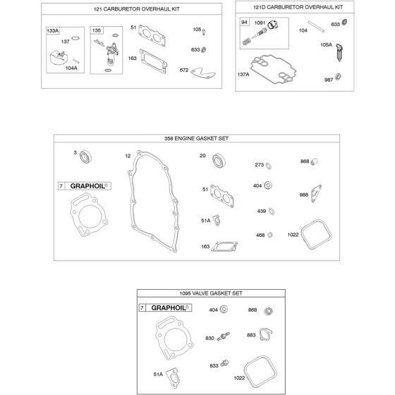 Carburettor Overhaul Assembly for Briggs and Stratton Model No.385447-3020-G1 Horizontal Shaft Engine