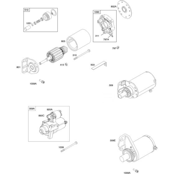 Electrical Starter Assembly for Briggs and Stratton Model No.385447-3020-G1 Horizontal Shaft Engine