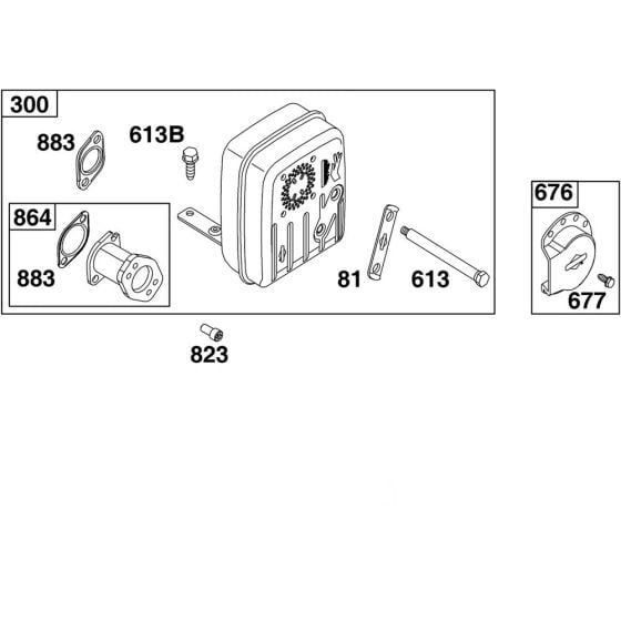 Exhaust System Assembly for Briggs and Stratton Model No. 21R807-0072-G1 Vertical Shaft Engine