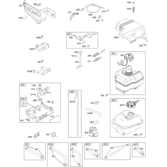 Control Assembly for Briggs and Stratton Model No.21T215-0110-G2 Horizontal Shaft Engine