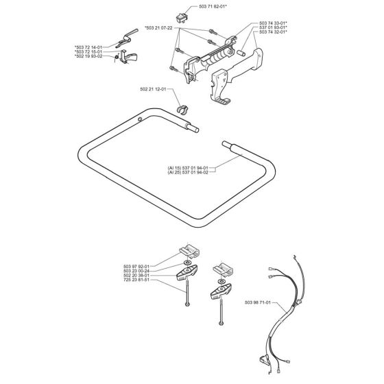 Handle, Controls for Husqvarna 225 AI 15 Auger