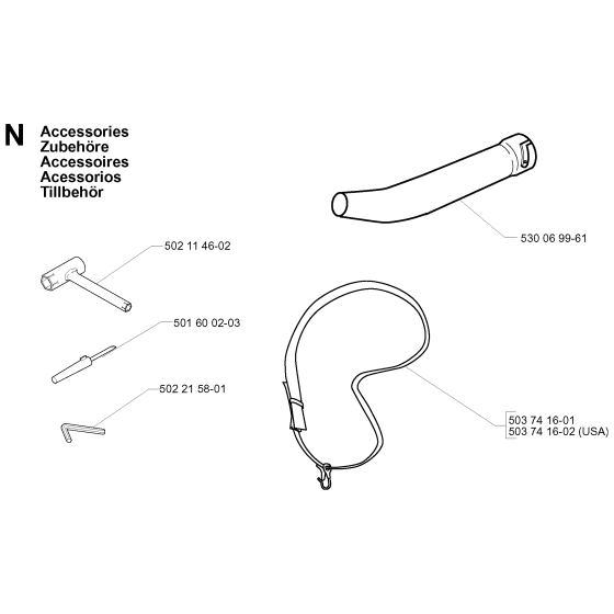 Accessories Assembly For Husqvarna 225B Leaf Blowers