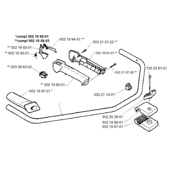 Handle & Controls for Husqvarna 232 L Trimmer/ Edgers