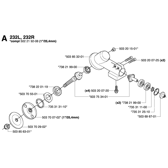 Bevel Gear Assembly for Husqvarna 232R Brushcutters