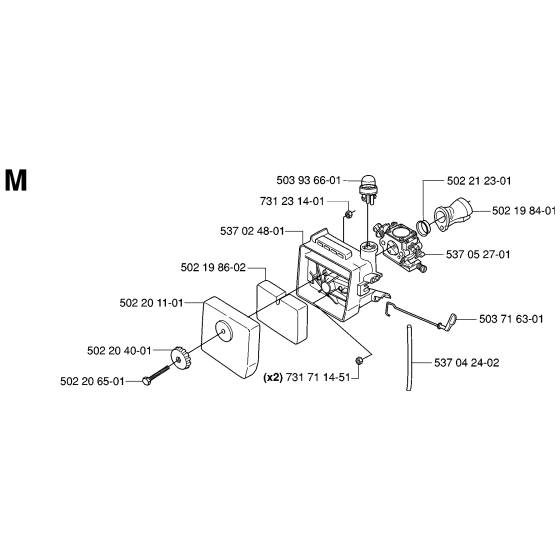 Carburetor & Air Filter Assembly for Husqvarna 232R Brushcutters