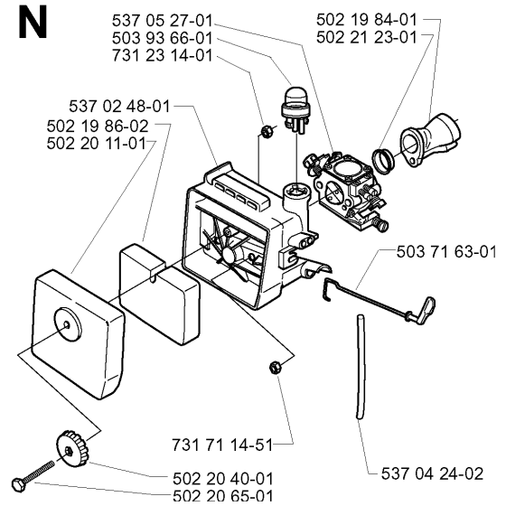 Carburetor & Air Filter Assembly for Husqvarna 232RJ Brushcutters