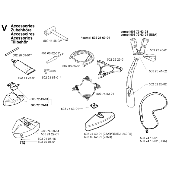 Accessories Assembly for Husqvarna 232RJ Brushcutters