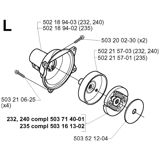 Clutch Assembly for Husqvarna 232RJ Brushcutters