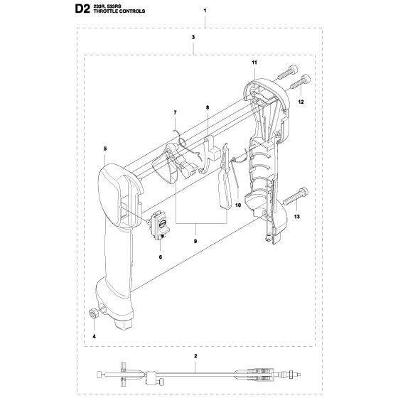 Throttle Controls Assembly for Husqvarna 233R Brushcutters