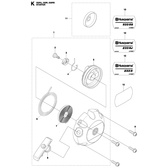 Starter Assembly for Husqvarna 233Rj Brushcutters