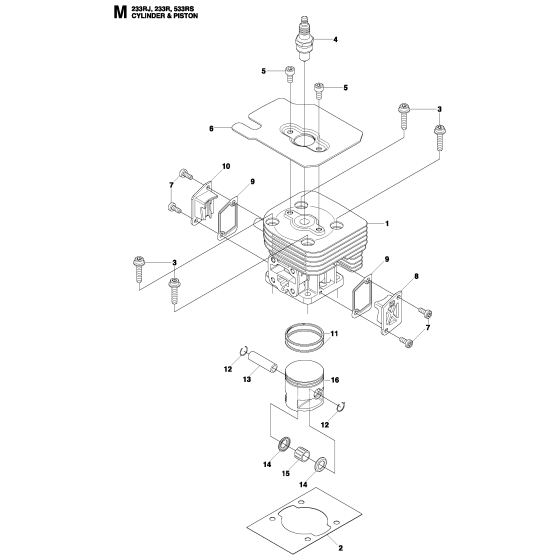 Cylinder Piston Assembly for Husqvarna 233Rj Brushcutters