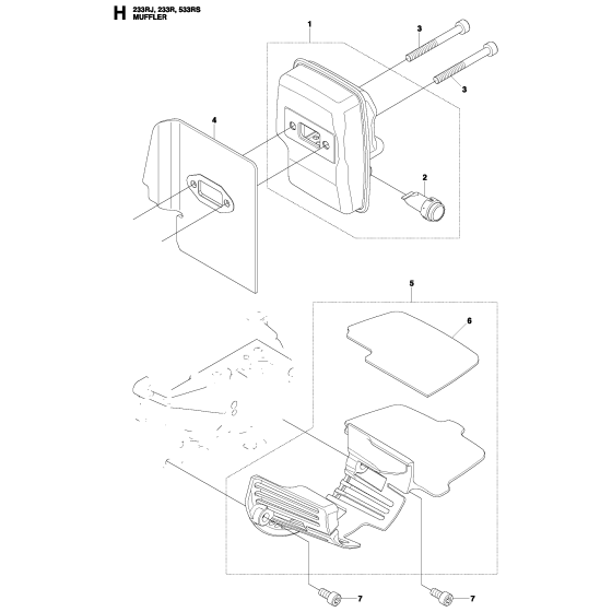 Muffler Assembly for Husqvarna 233Rj Brushcutters