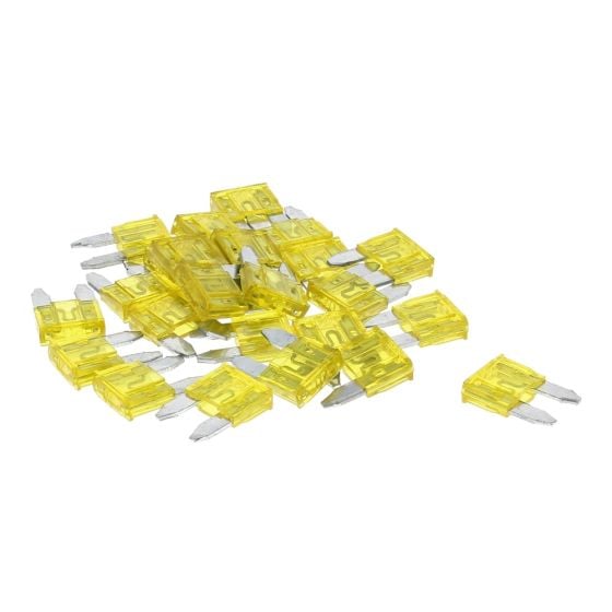 Mini Blade Fuses, Yellow 20 Amp, Pack of 25