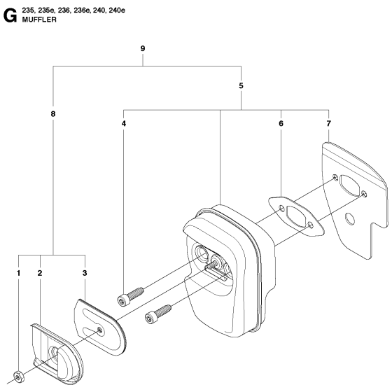 Muffler Assembly for Husqvarna 235 Chainsaw