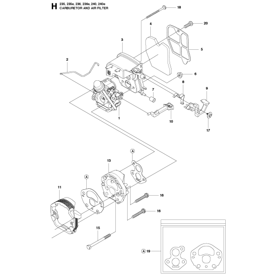 Carburetor & Air Filter Assembly for Husqvarna 235 Chainsaw