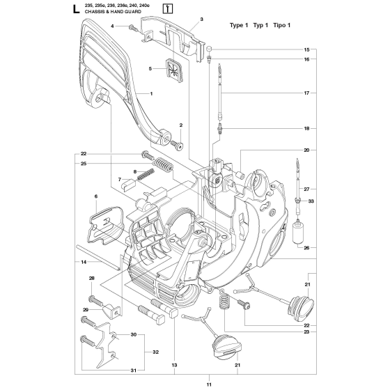 Fuel Tank & Handle Assembly for Husqvarna 235e Chainsaws