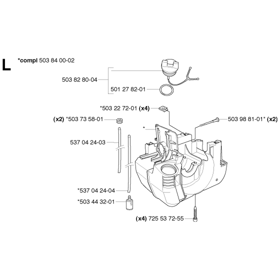 Fuel Tank Assembly for Husqvarna 235FR Brushcutters