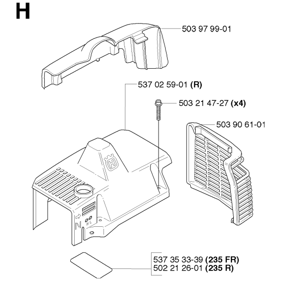 Cylinder Cover Assembly for Husqvarna 235FR Brushcutters