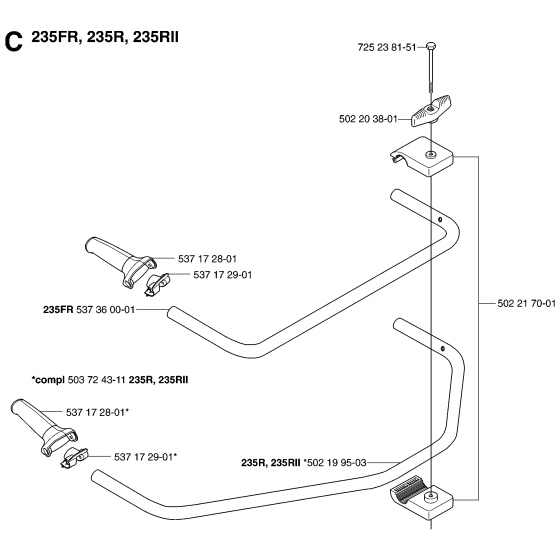 Handle Assembly for Husqvarna 235R Brushcutters