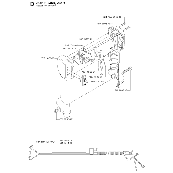 Handle & Controls Assembly for Husqvarna 235R Brushcutters