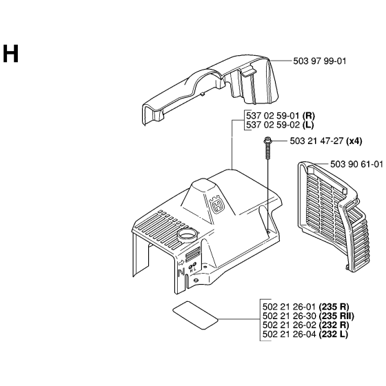 Cover Assembly for Husqvarna 235RII Brushcutters