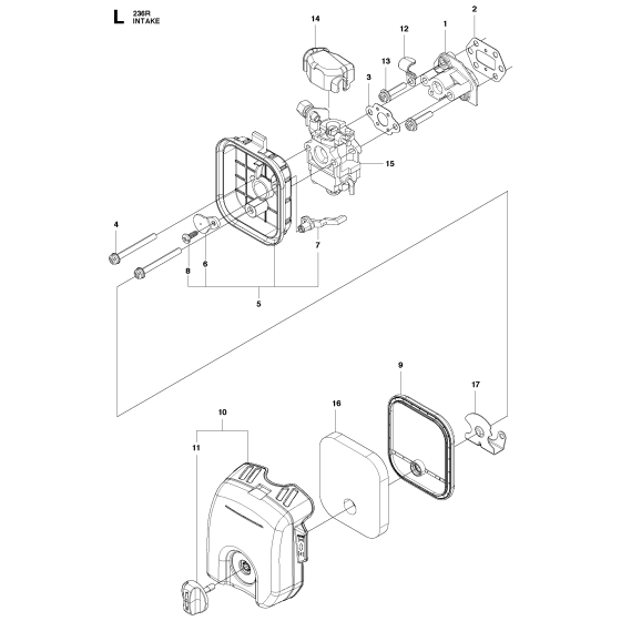 Carburetor & Air Filter Assembly for Husqvarna 236R Brushcutters