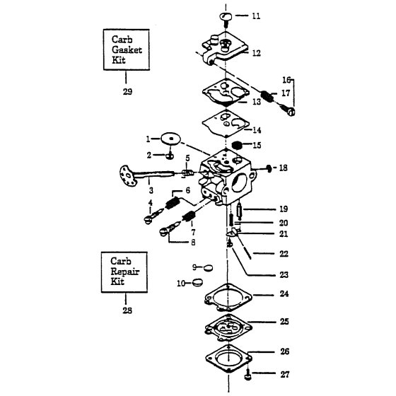 Carburetor Details Assembly for Husqvarna 23 Compact Chainsaws