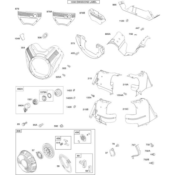 Blower Housing Assembly for Briggs and Stratton Model No.386447-3079-G1 Horizontal Shaft Engine