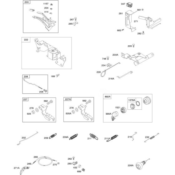 Governor Spring, Control Assembly for Briggs and Stratton Model No.386447-3079-G1 Horizontal Shaft Engine