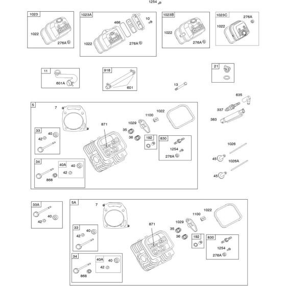 Cylinder Head Assembly for Briggs and Stratton Model No.386447-3077-G1 Horizontal Shaft Engine