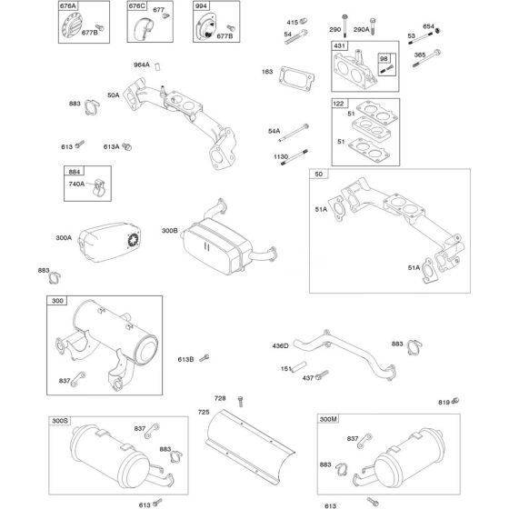 Exhaust System Assembly for Briggs and Stratton Model No.386447-3048-G1 Horizontal Shaft Engine