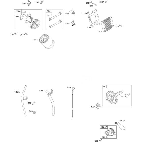 Lubrication, Camshaft Assembly for Briggs and Stratton Model No.386447-3078-G1 Horizontal Shaft Engine