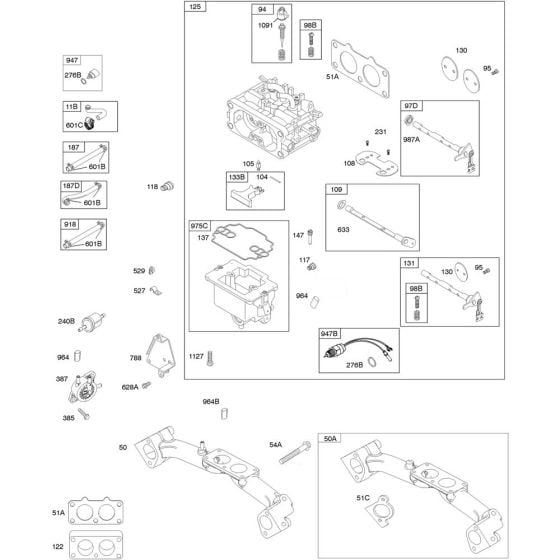 Intake Manifold Assembly for Briggs and Stratton Model No. 386777-3024-G1 Vertical Shaft Engine