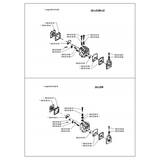 Carburetor Details-1 for Husqvarna 23 LCN Trimmer/ Edgers