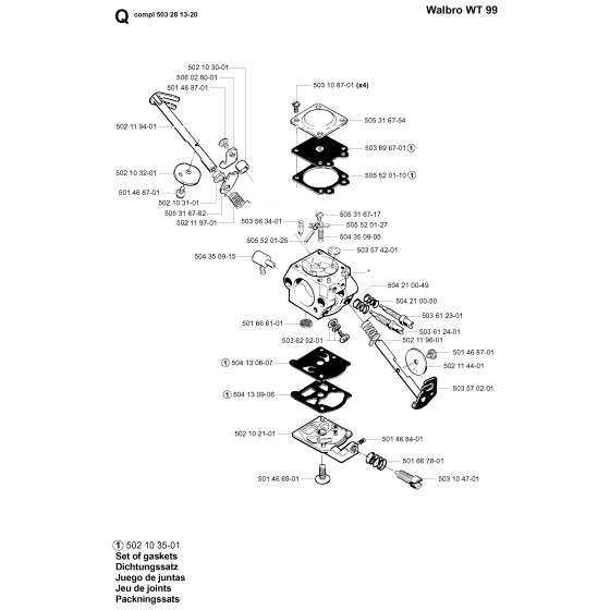 Carburetor Details Assembly for Husqvarna 240 Brushcutters