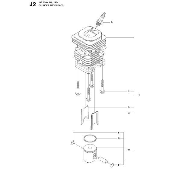 Cylinder Piston Assembly for Husqvarna 240e Chainsaw