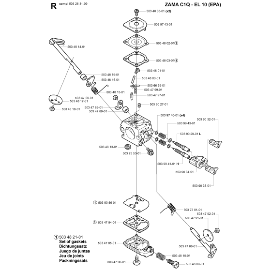 Carburetor Details Assembly for Husqvarna 240F Brushcutters