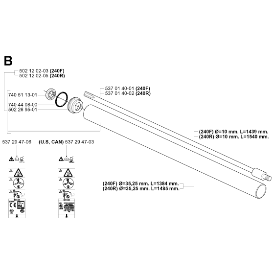 Shaft Assembly for Husqvarna 240F Brushcutters